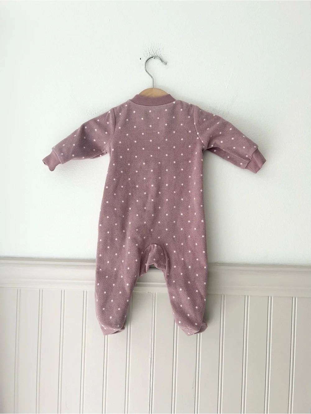Carter’s 3 Months Mauve Polka Dot Footed Sleeper Zipper One Piece